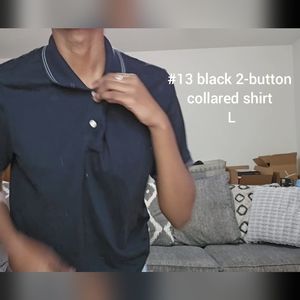L Black 2 button collared shirt